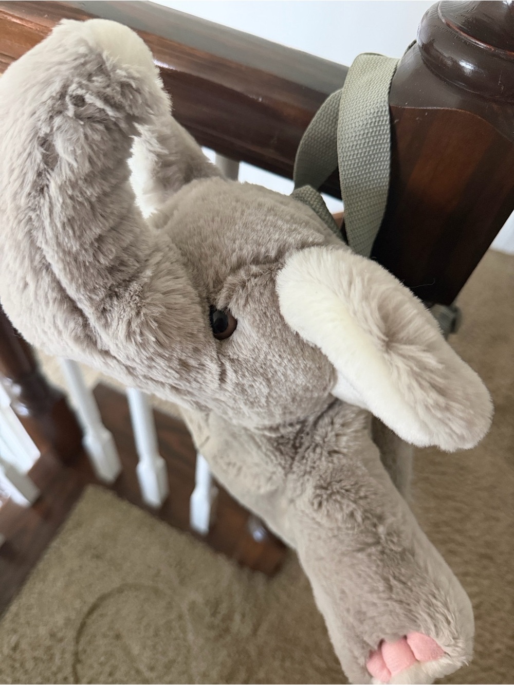 Plush Elephant Kids Backpack in Light Gray - Soft Stuffed Animal Bag
